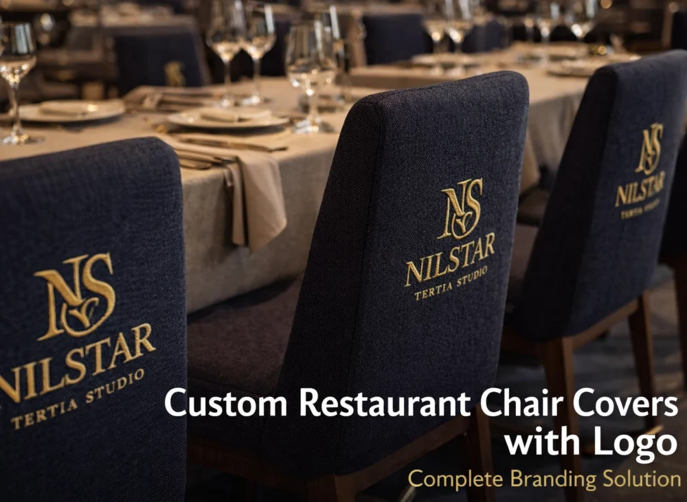 custom restaurant chair covers with logo for hospitality Nilstar and fine dining spaces