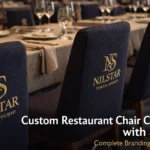 custom restaurant chair covers with logo for hospitality Nilstar and fine dining spaces